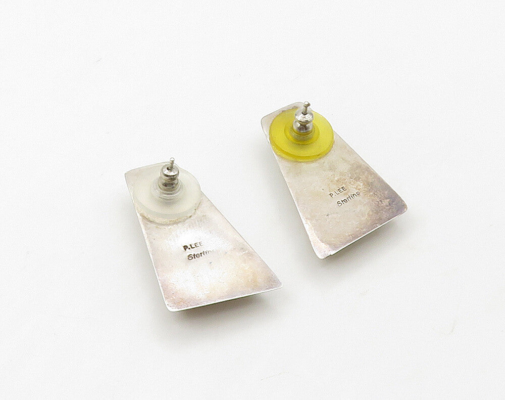 P. LEE NAVAJO 925 Silver  Vintage Pink Mother Of Pearl Drop Earrings  EG8310