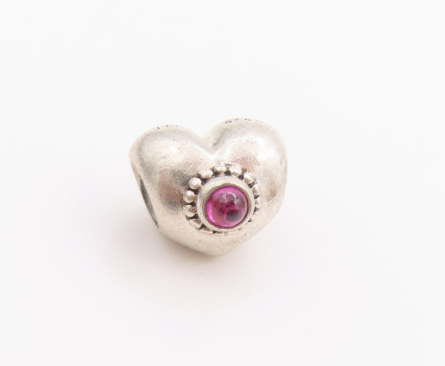 925 Sterling Silver Vintage Pendant PANDORA Cabochon CZ Heart Charm  PT24502