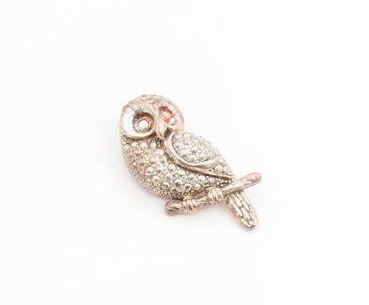 925 Sterling Silver Vintage Pendant ISRAEL Beaded Whimsical Owl Charm  PT25624