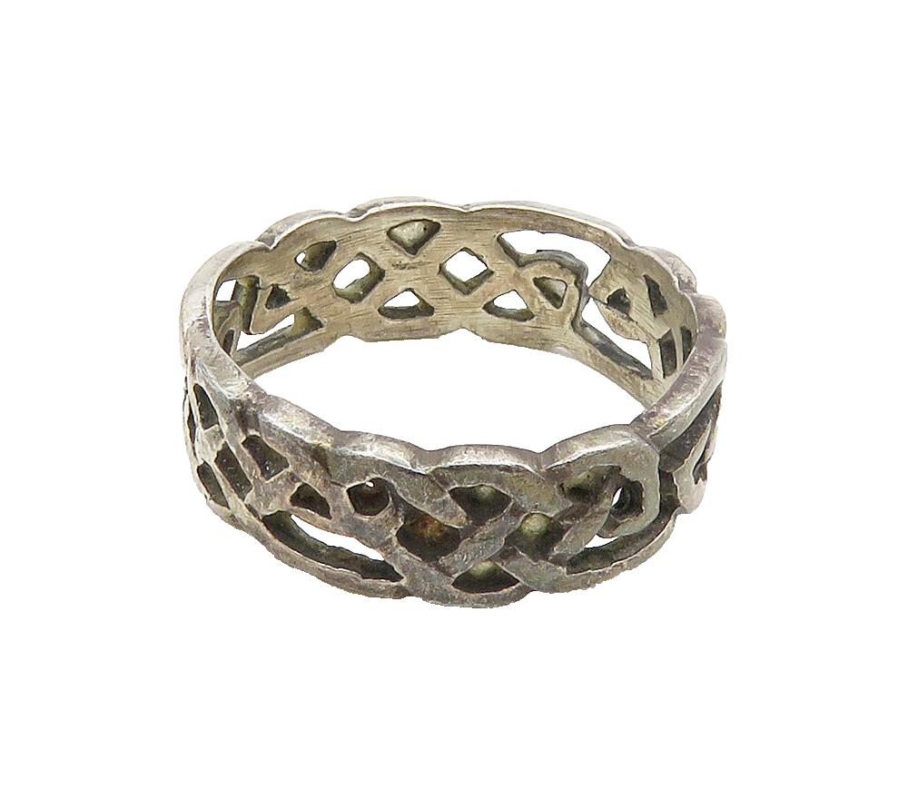 925 Sterling Silver  Vintage Oxidized Celtic Knot Band Ring Sz 6  RG15694
