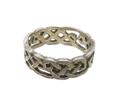 925 Sterling Silver  Vintage Oxidized Celtic Knot Band Ring Sz 6  RG15694