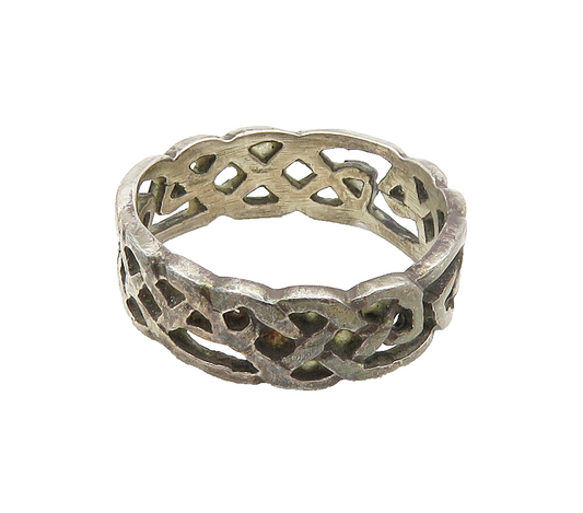 925 Sterling Silver  Vintage Oxidized Celtic Knot Band Ring Sz 6  RG15694