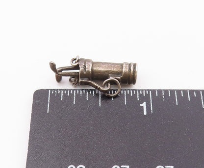 925 Sterling Silver  Vintage Petite Bag Of Golf Clubs Sports Pendant  PT17398