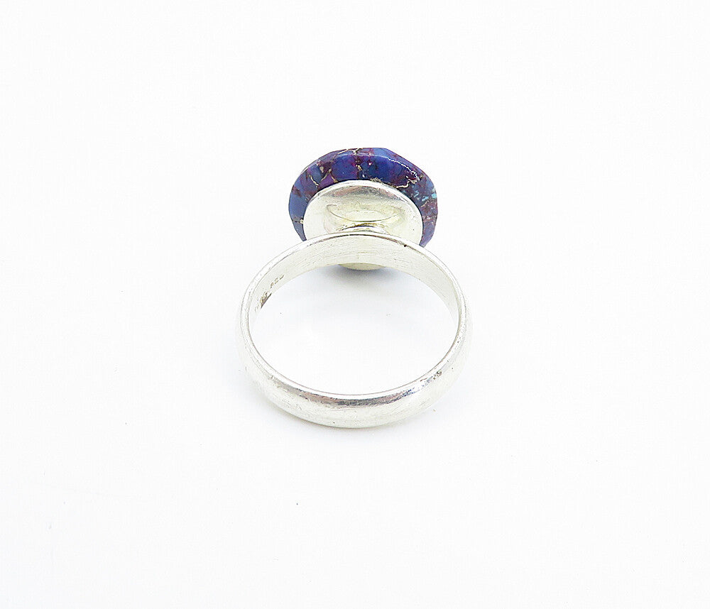925 Sterling Silver  Faceted Purple Jasper Shiny Cocktail Ring Sz 7  RG8048