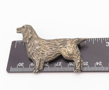 925 Sterling Silver Vintage Brooch Dark Tone Etched Golden Retriever   BP11695