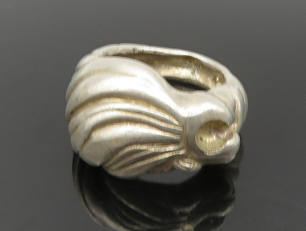 925 Sterling Silver  Vintage Shiny Fluted Lion Motif Ring Sz 6.5  RG24164
