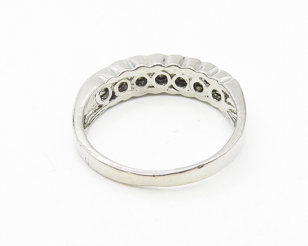 925 Sterling Silver  Sparkling Cubic Zirconia 7 Stone Band Ring Sz 8  RG11310
