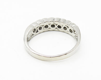 925 Sterling Silver  Sparkling Cubic Zirconia 7 Stone Band Ring Sz 8  RG11310