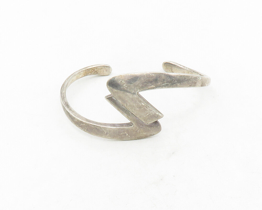 MEXICO 925 Silver  Vintage Smooth Modernist Design Cuff Bracelet  BT4689