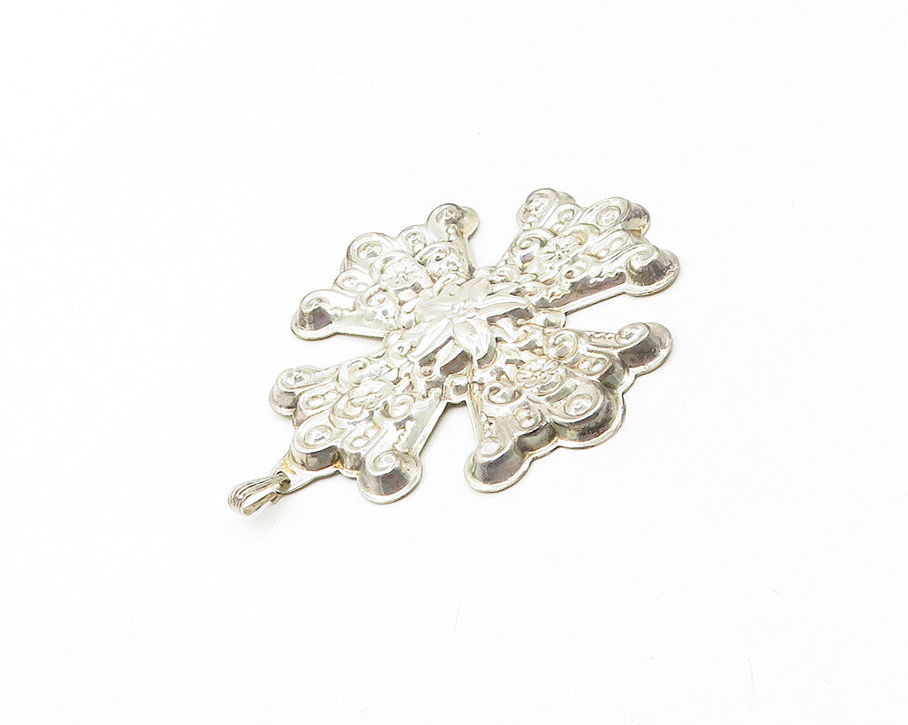 REED & BARTON 925 Sterling Silver   Vintage Christmas Cross Pendant  PT13817