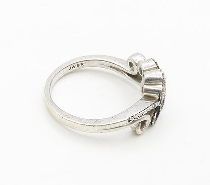 925 Sterling Silver  Genuine Blue & White Diamonds Band Ring Sz 8  RG15979
