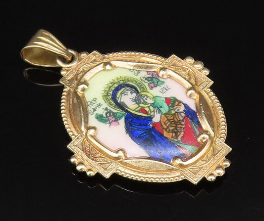 10K GOLD  Vintage Religious Ntra Sra Del Perpetuo Socorro Pendant  GP567