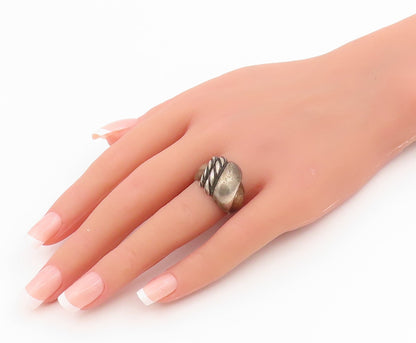 925 Sterling Silver Vintage Ring Modernist Braided Dome Band  Sz 7  RG34303