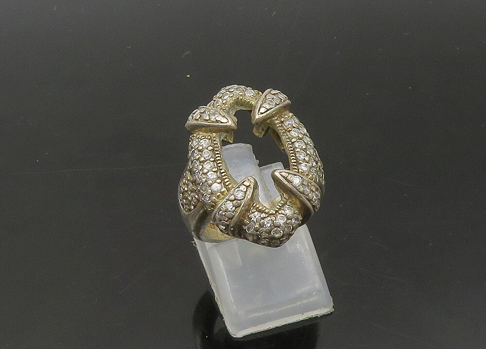 925 Sterling Silver  Vintage Cubic Zirconia Oval Cocktail Ring Sz 5  RG22083