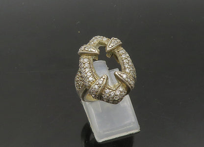 925 Sterling Silver  Vintage Cubic Zirconia Oval Cocktail Ring Sz 5  RG22083