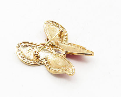 UTC 925 Sterling Silver  Cubic Zirconia Enamel Butterfly Brooch Pin  BP4081