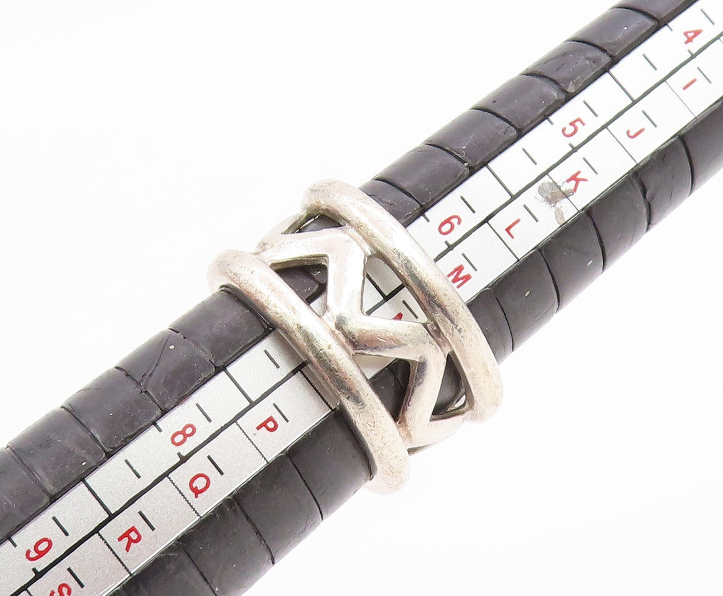925 Sterling Silver Vintage Ring Modernist Crisscross Cutout Band  Sz 7  RG35588
