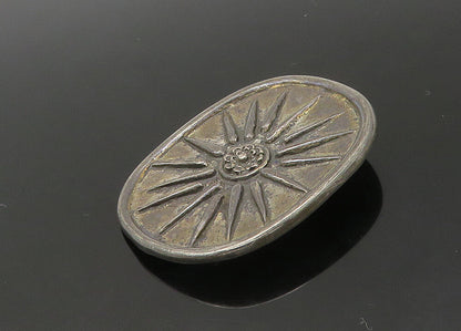 925 Sterling Silver  Vintage Dark Tone Shining Sun Motif Brooch Pin  BP8727
