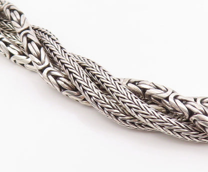 925 Sterling Silver Vintage Necklace BALI Dark Tone Designer Chains Twist NE4444