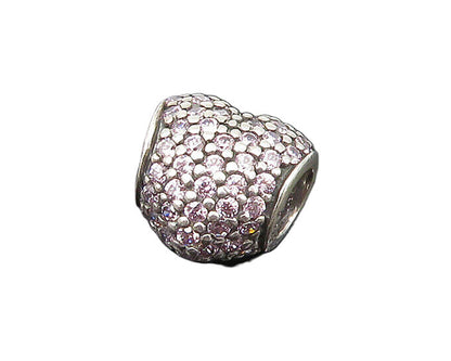 PANDORA 925 Sterling Silver  Vintage Pink Topaz Heart Slide Pendant  PT17283