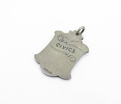 925 Sterling Silver  Vintage Antique BJHS Greek Key Civics Pendant  PT4077