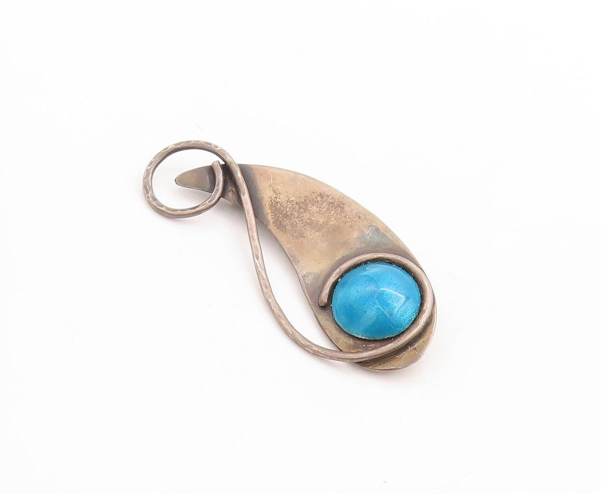 925 Sterling Silver Vintage Brooch Pin BRYAN Dark Tone designer Gemstone BP11401