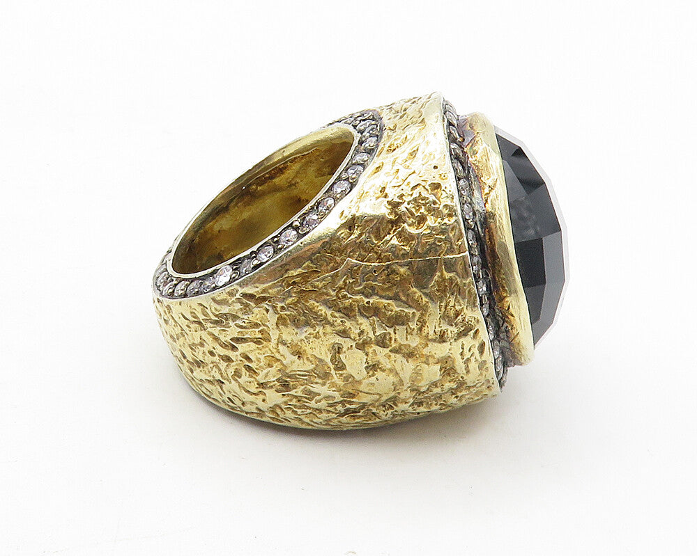925 Sterling Silver Vintage Garnet & Cubic Zirconia Cocktail Ring Sz 6.5 RG10131