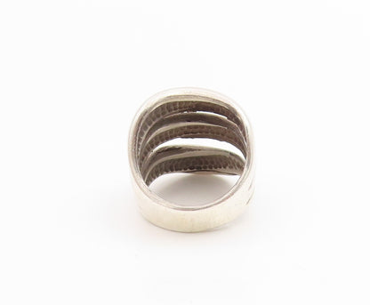 925 Sterling Silver Vintage Ring Three Layered Solid Wave Band  Sz 7.5  RG33903