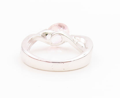 925 Sterling Silver Vintage Ring Modernist Pink CZ Wave Band  Sz 7  RG35639