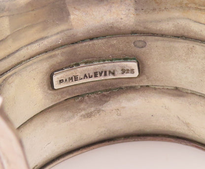 925 Sterling Silver Vintage Bracelet PAMELA LEVIN Modernist Wide Cuff  BT12132