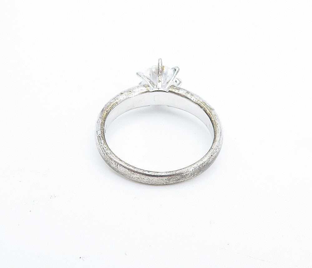 925 Sterling Silver  Prong Set Cubic Zirconia Solitaire Ring Sz 7  RG7646