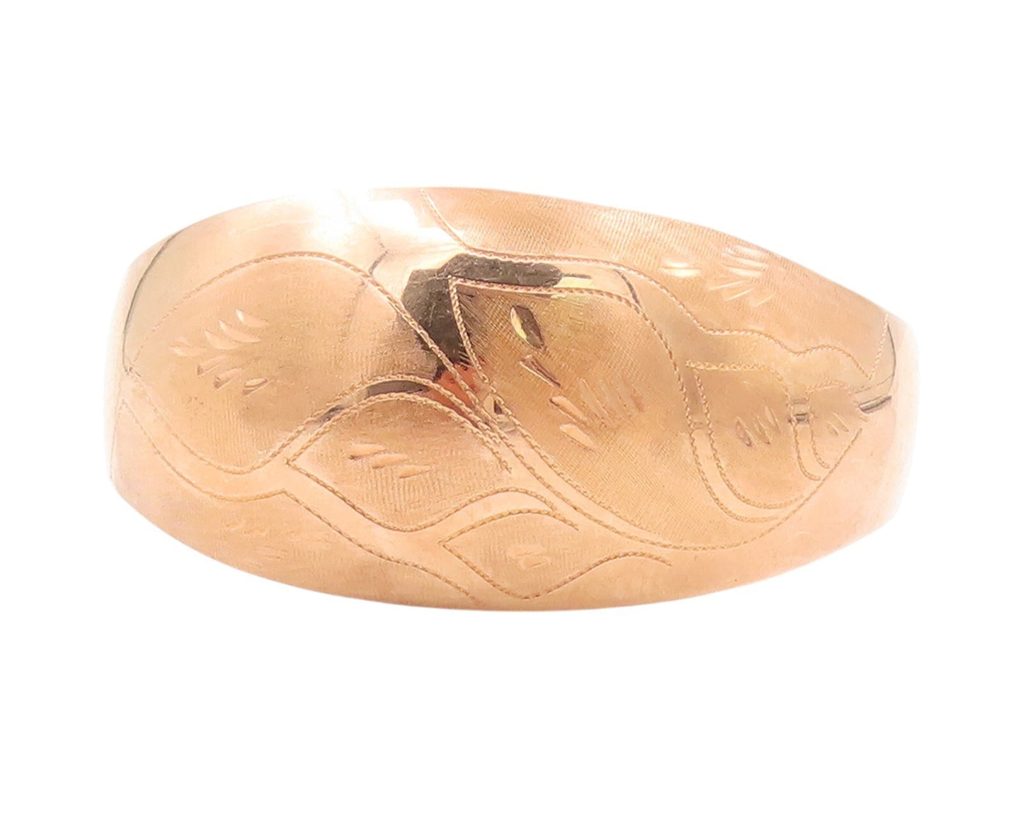 925 Sterling Silver Vintage Bracelet Brass Plated Leaves Etched Cuff  BT11071