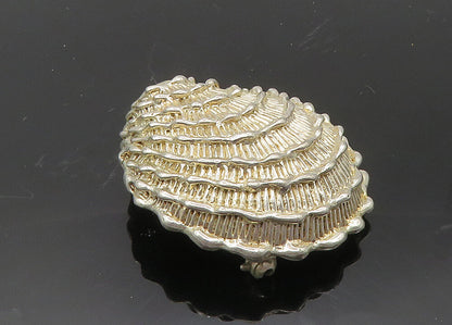 MEXICO 925 Sterling Silver  Vintage Shiny Clam Shell Motif Brooch Pin  BP3991