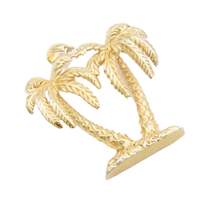 925 Sterling Silver Vintage Pendant 3D Gold Plated Coconut Tree  PT23381