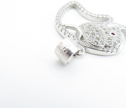 925 Sterling Silver  Petite Shiny Topaz Open Elephant Motif Pendant  PT5675
