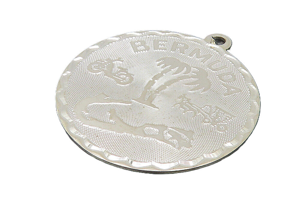 CREA 925 Sterling Silver  Shiny Bermuda Souvenir Medallion Pendant  PT9213