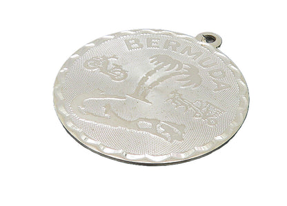 CREA 925 Sterling Silver  Shiny Bermuda Souvenir Medallion Pendant  PT9213
