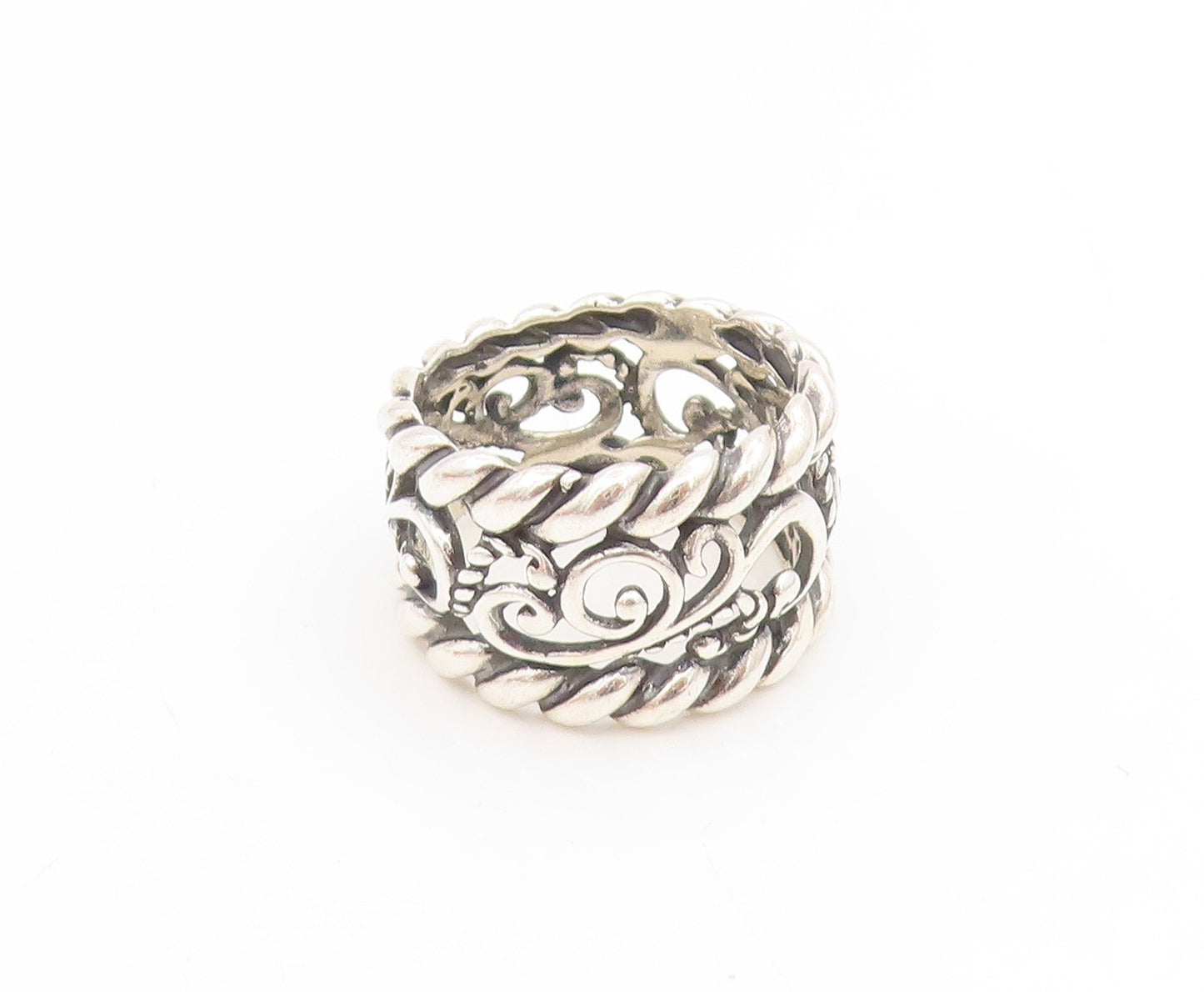 925 Sterling Silver Vintage Ring CAROLYN POLLACK Open Scroll Band  Sz 7  RG34687