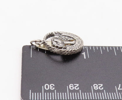 925 Sterling Silver Vintage Pendant Dark Tone Great White Throne Cutout PT23859