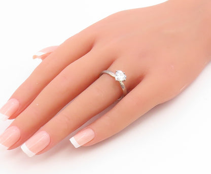 925 Sterling Silver Vintage Ring Heart Shape CZ Solitaire Band  Sz 10  RG34930