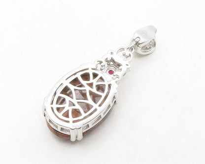 KARIS 925 Sterling Silver  Cabochon Cut Jasper & Pink Topaz Pendant  PT10322