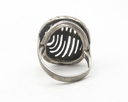925 Sterling Silver  Vintage Dark Tone Swirl Dome Band Ring Sz 4.5  RG12082