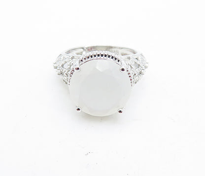KARIS 925 Sterling Silver  Prong Set Milky Quartz Cocktail Ring Sz 6  RG7063