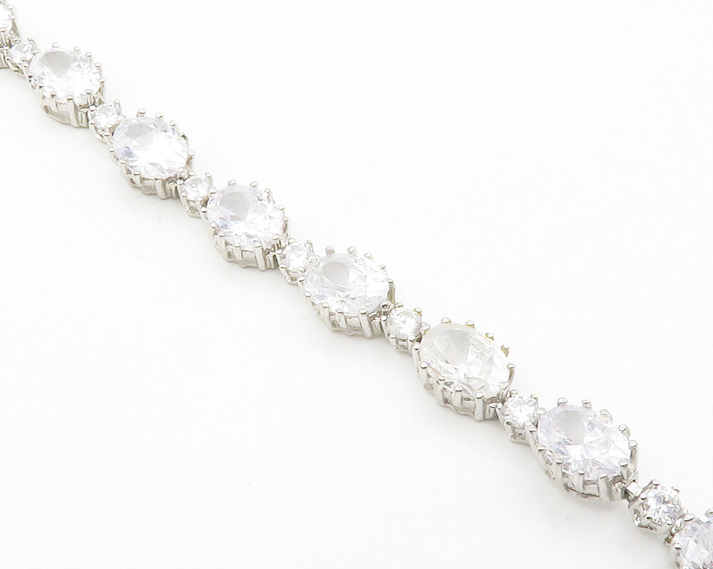 STAUER 925 Silver  Sparkling Prong Set Cubic Zirconia Chain Bracelet  BT5705