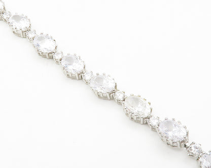 STAUER 925 Silver  Sparkling Prong Set Cubic Zirconia Chain Bracelet  BT5705