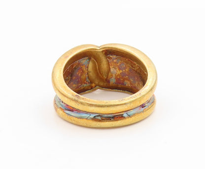 925 Sterling Silver Vintage Ring Gold Plated Intertwined Wide Band Sz 6 RG34116