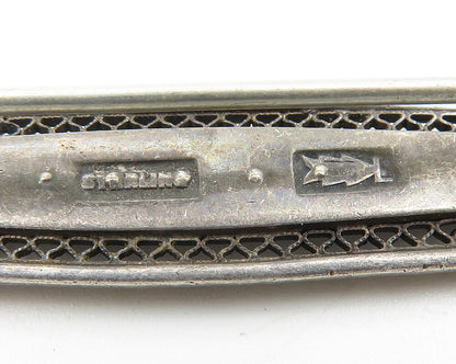 925 Sterling Silver  Vintage Antique Topaz Dark Tone Pointed Brooch Pin BP4267