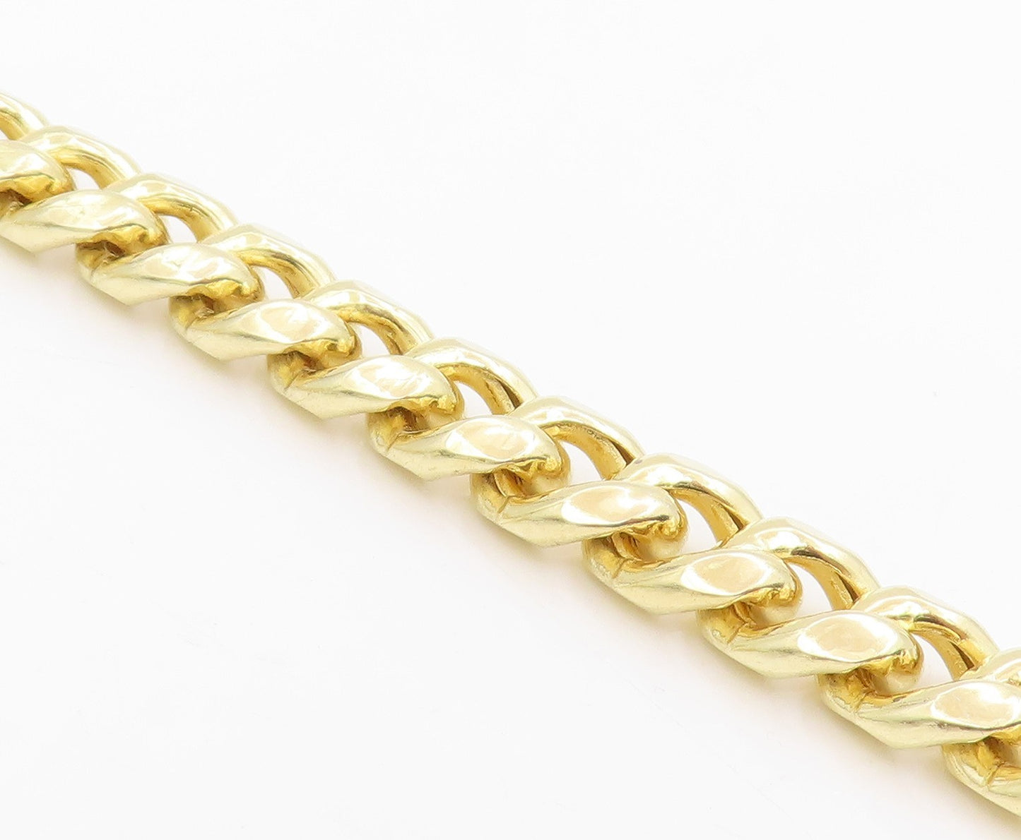 925 Sterling Silver Vintage Necklace Gold Plated Chunky Cuban Link Chain  NE4748