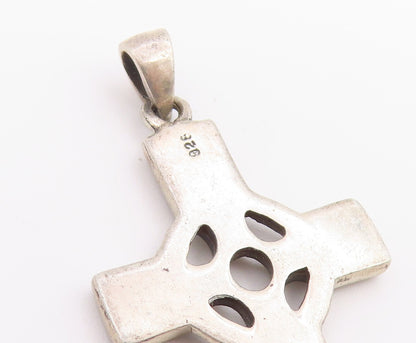 925 Sterling Silver Vintage Pendant Classic Celtic Knotwork Cross Charm  PT26582
