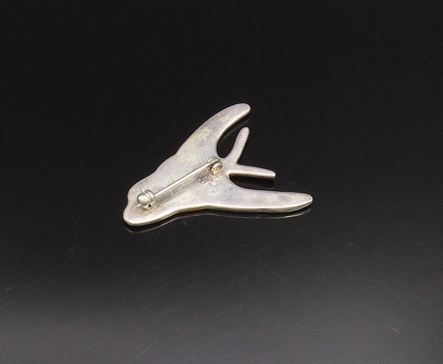 925 Sterling Silver  Vintage Tri Tone Modernist Fish Brooch Pin  BP9690